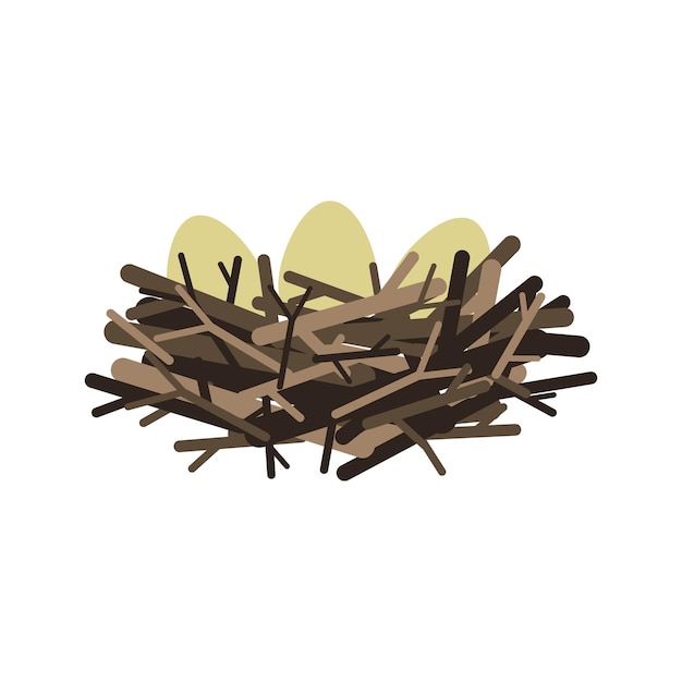 Vettore nido di vettore della natura con l'illustrazione isolata delle uova