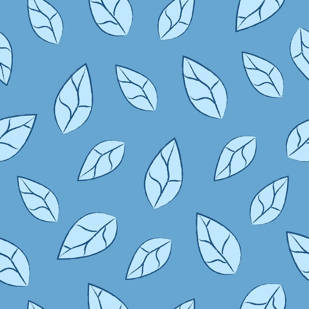 Nature Vector Seamless Pattern with light blue leaves