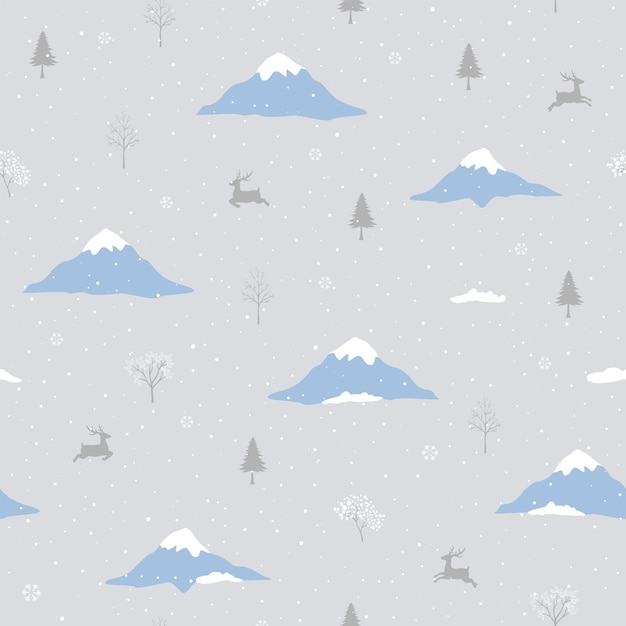 Nature village on winter seamless pattern for new year or Christmas theme