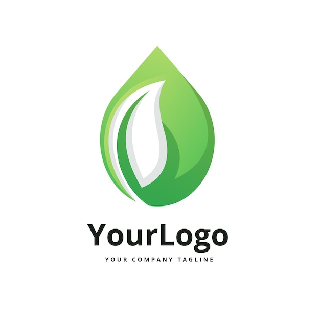 Nature water and leaves logo premium logo Premium vector