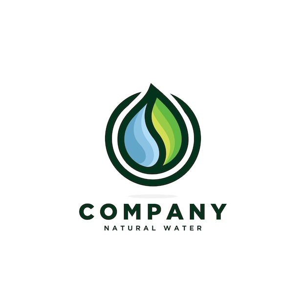 Natura acqua logo design acqua e foglia logo concetto vettore modello naturale icona