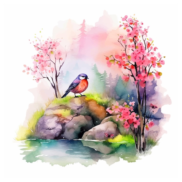 Nature watercolor painting