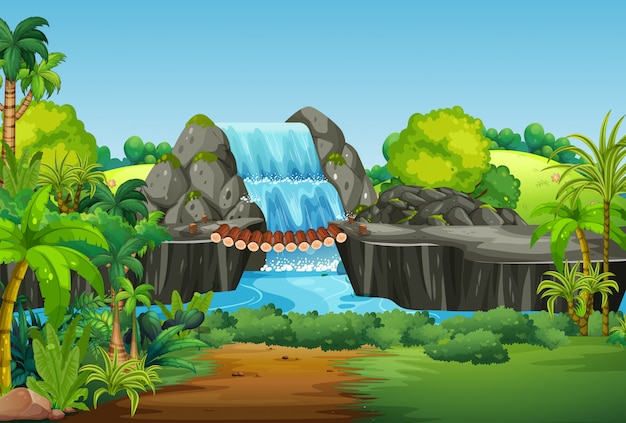 A nature waterfall landscape