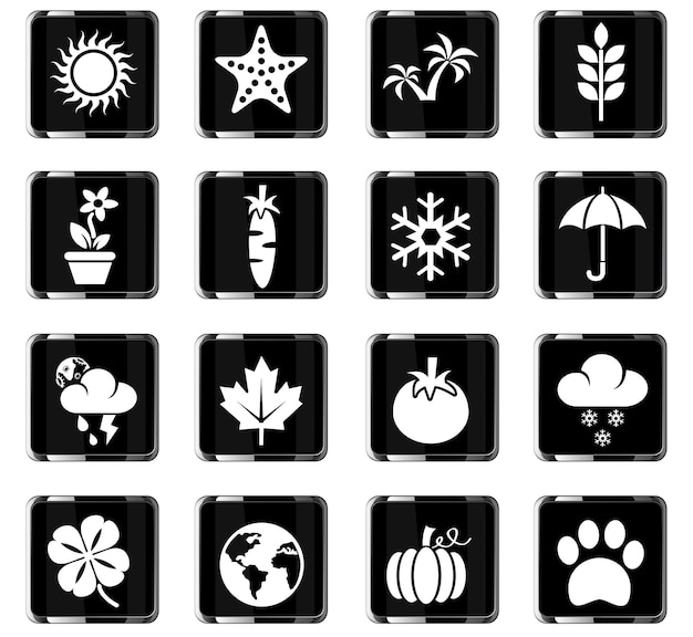 Nature web icons for user interface design