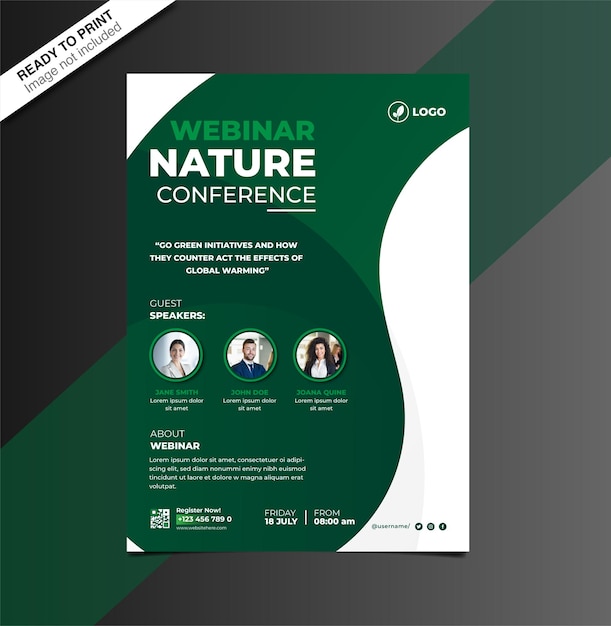 Modello di progettazione volantino webinar natura