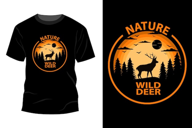 Nature wild deer t-shirt mockup design vintage retro