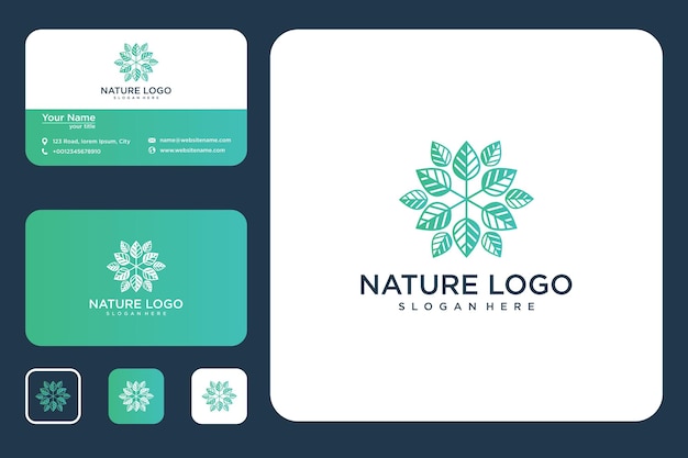 nature with leaf logo design and business card