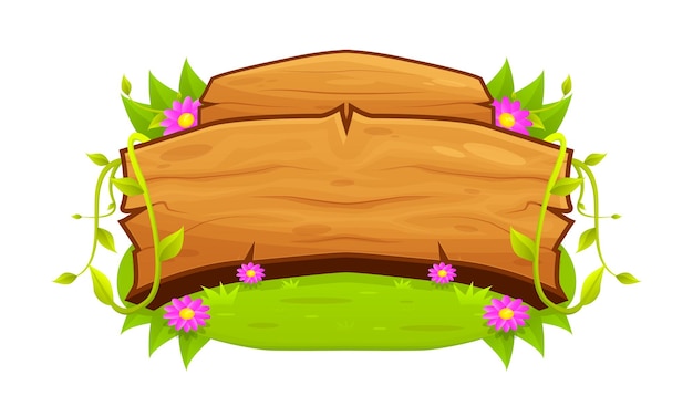 Vector nature wood plate with garden illustration