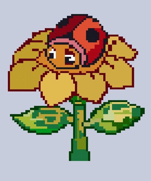 Vector nature039s harmony flower bee pixel art