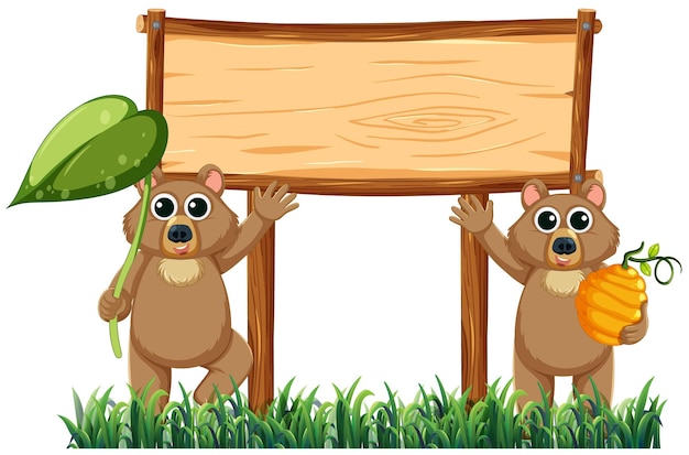 Vector nature39s banner couple bears staan bij het bordframe