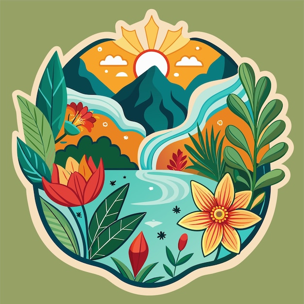 Vector natures beauty design a sticker featuring intricate floral patterns for tshirt sticker