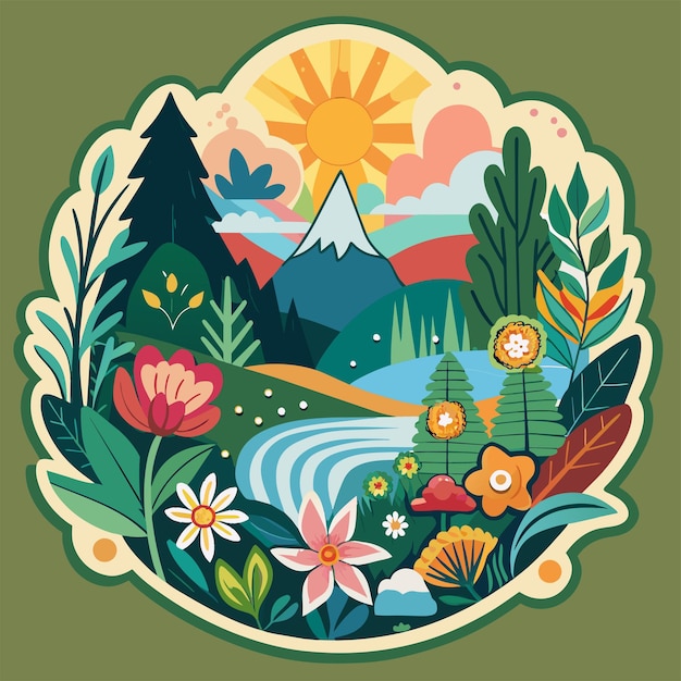 Vector natures beauty design a sticker featuring intricate floral patterns for tshirt sticker