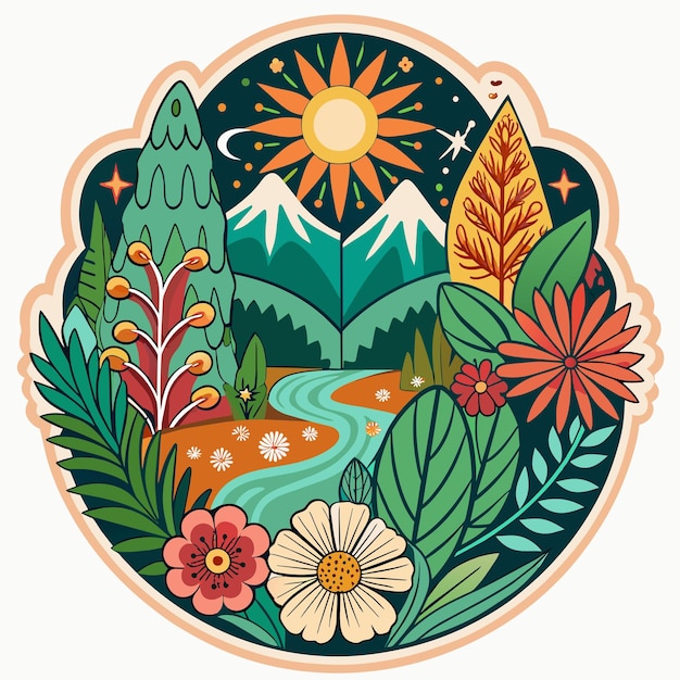 Vector natures beauty design a sticker featuring intricate floral patterns for tshirt sticker