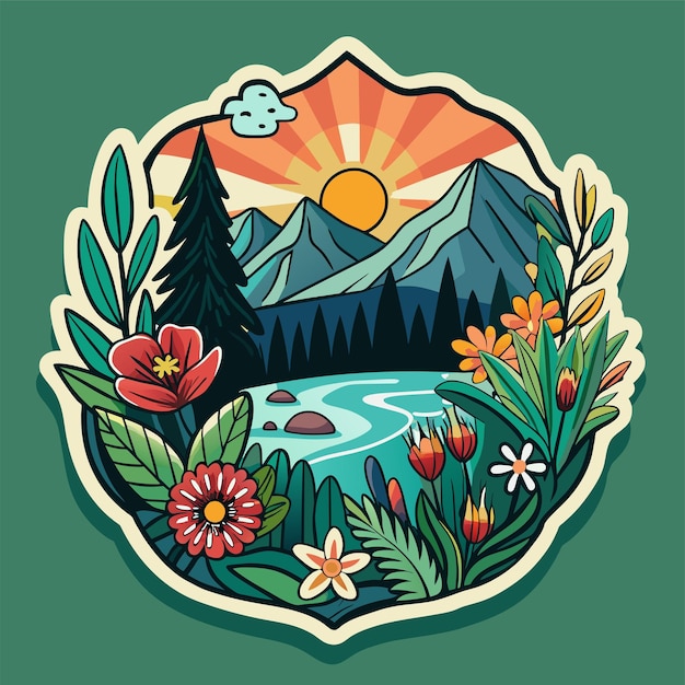 Vector natures beauty design a sticker featuring intricate floral patterns for tshirt sticker