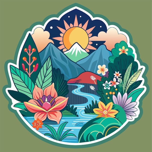 Vector natures beauty design a sticker featuring intricate floral patterns for tshirt sticker