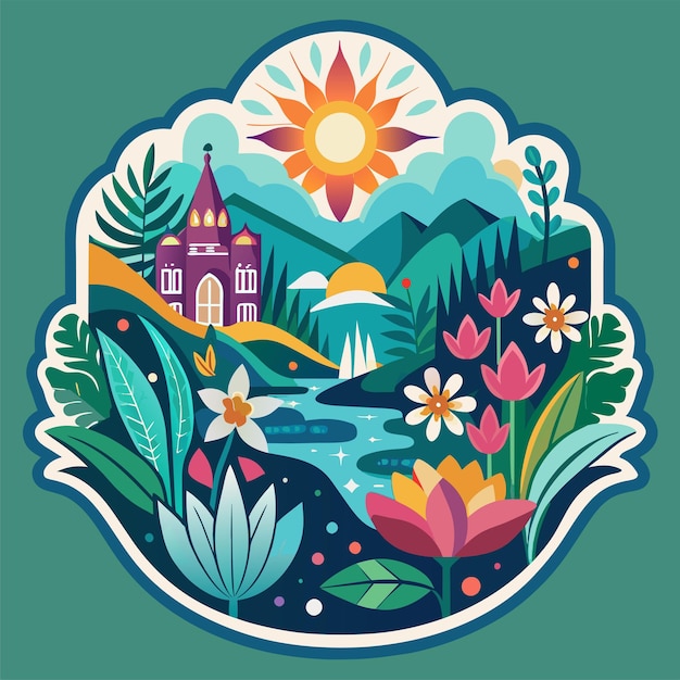 Natures Beauty Ontwerp een sticker met ingewikkelde bloemenpatronen voor een t-shirt sticker