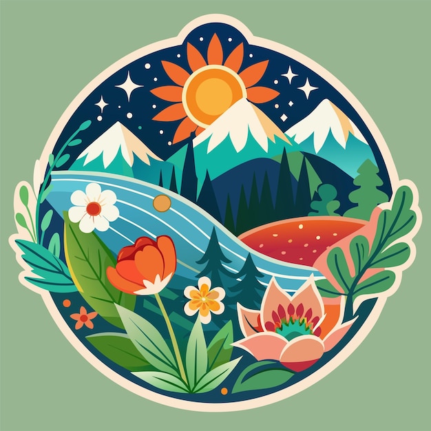 Vector natures beauty ontwerp een sticker met ingewikkelde bloemenpatronen voor een t-shirt sticker