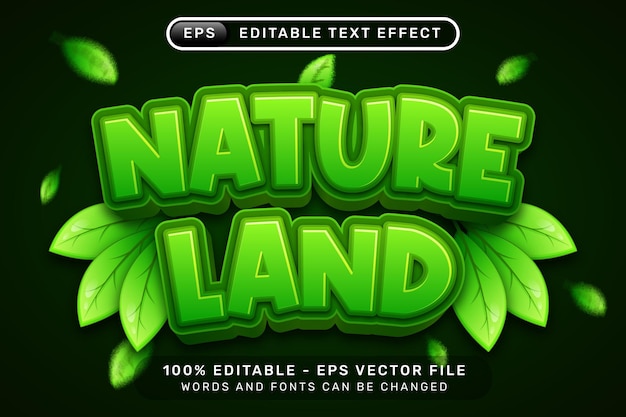 natuur 3d tekst effect en bewerkbare tekst effect met natuur illustratie