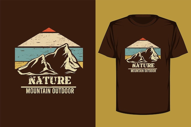 Natuur berg buiten retro vintage t-shirt ontwerp