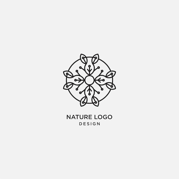 Vector natuur blad lijn logo ontwerpsjabloon