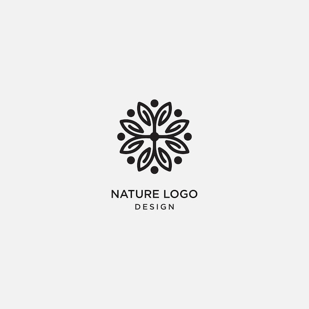 Natuur blad lijn logo ontwerpsjabloon