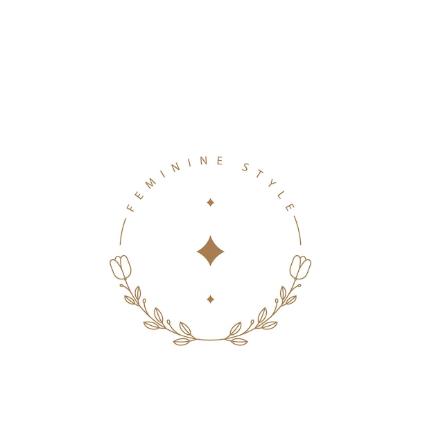 Natuur bloem minimale schoonheid luxe boutique boho vrouwelijke logo ontwerp vector