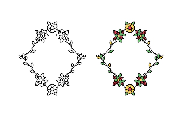 Natuur bloemen en blad wijnstokken Frame tekening