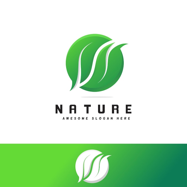 Natuur bol logo gevormd door gedraaide groene bladeren modern blad logo ontwerp bio rauwe organische vector