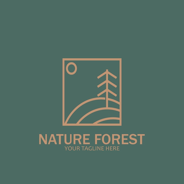 Natuur bos pictogram lijn kunst stijl pictogram vector illustratie sjabloonontwerp