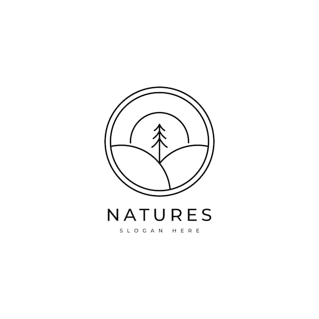 natuur buiten panorama lijn logo ontwerp grafische vector.