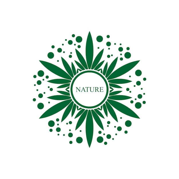 natuur cirkelvormig hennepbladeren logo