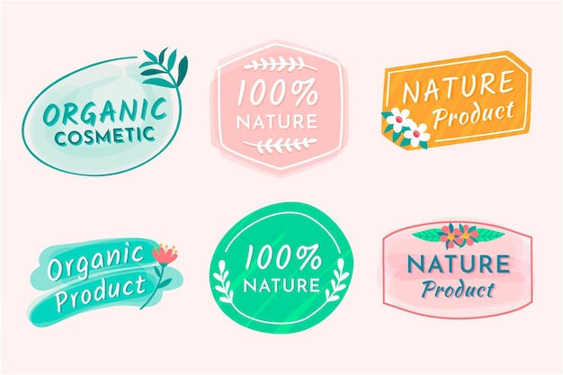 Vector natuur cosmetica badge-collectie