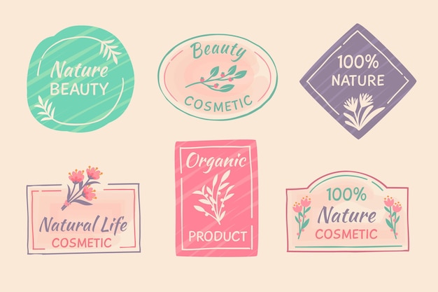 Natuur cosmetica badge-collectie