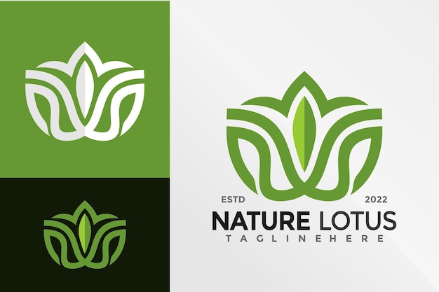 Natuur Groene Lotus Logo Design Vector Illustratie sjabloon