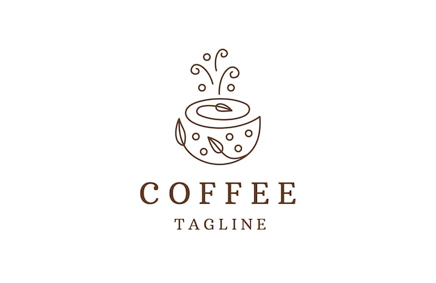 Natuur koffie lijn logo pictogram ontwerp sjabloon platte vector