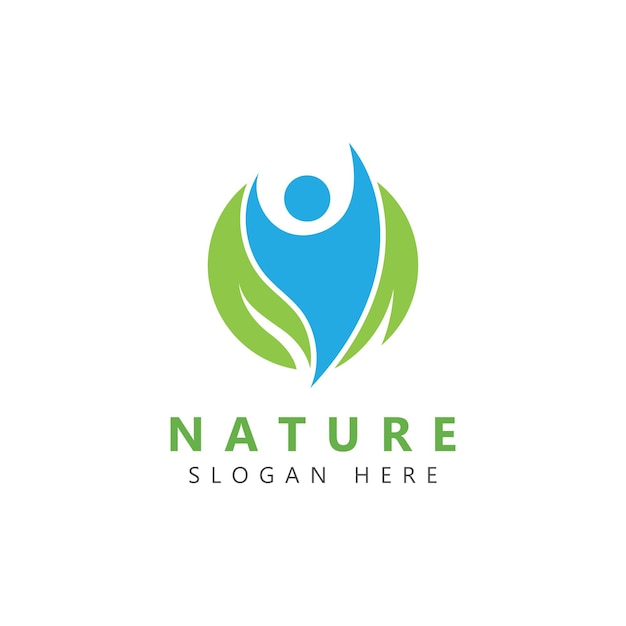 Natuur kruidengeneeskunde gezonde mensen Wellness Vector Logo ontwerpsjabloon