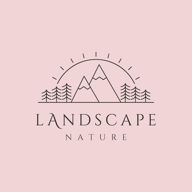 Natuur landschap ontwerp bergzicht logo symbool afbeelding ontwerp