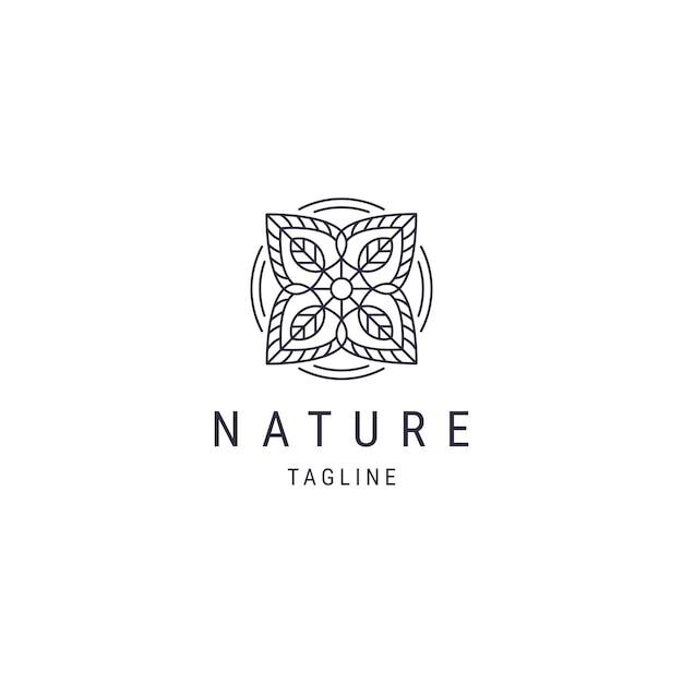 Natuur lijn logo blad platte stijl logo sjabloon