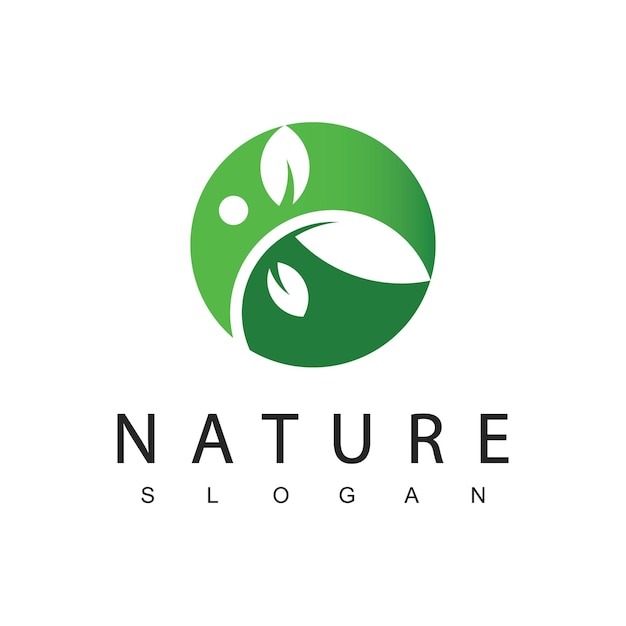 Natuur logo ontwerpsjabloon met cirkelblad symbool