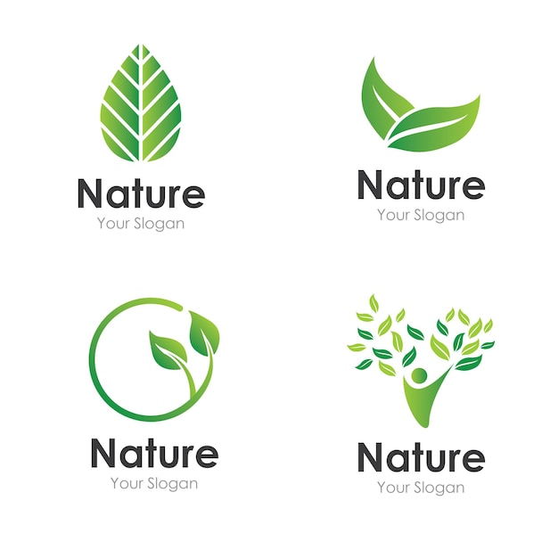 Natuur logo set vector blad pictogram ontwerp