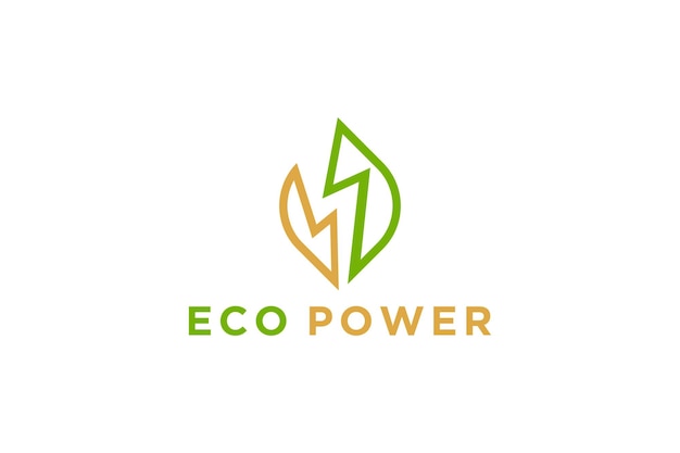Natuur power logo icoon, eco vriendelijke elektriciteitscentrales bliksem symbool elektrische energie