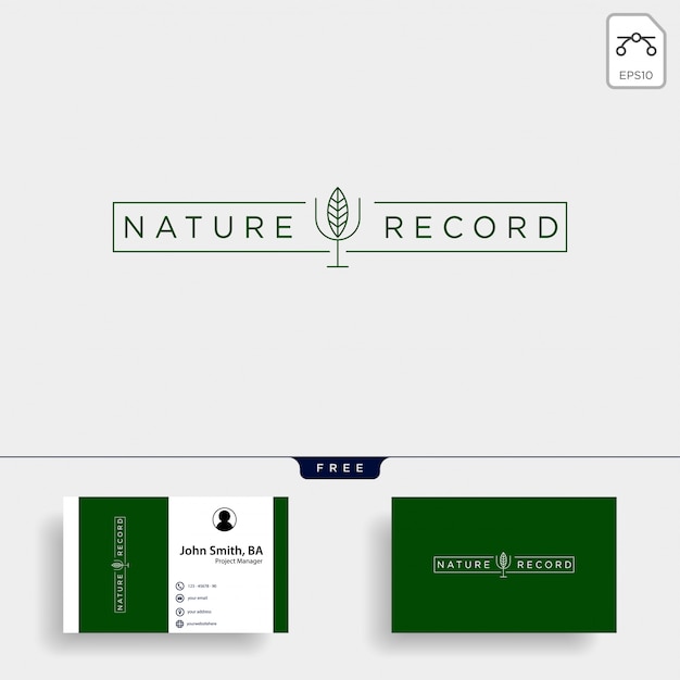 Natuur record blad natuur badge lijn eenvoudig logo