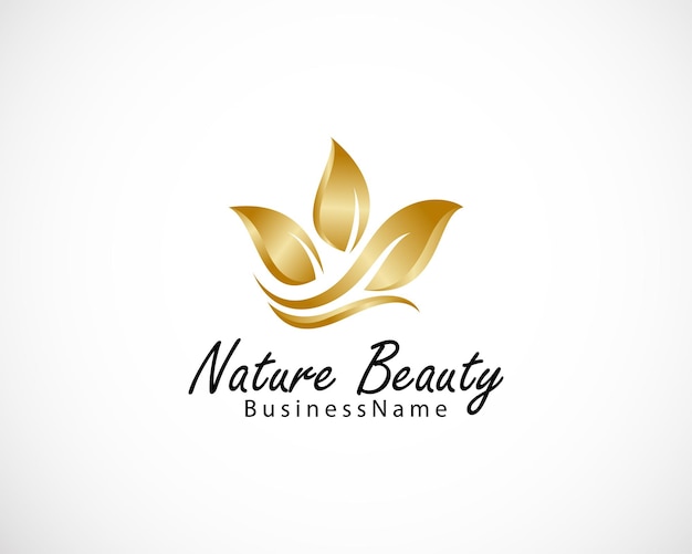 Natuur schoonheid logo creatief blad kleurverloop goud mode lotus design concept elegant