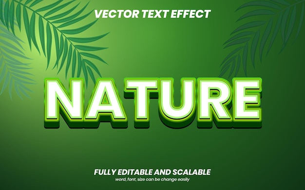 Natuur teksteffect. Bewerkbare 3D-eps groene tekststijl vector achtergrondafbeelding