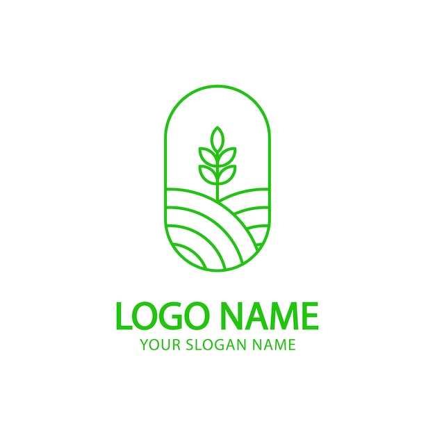 Natuur vector logo in lineaire stijl eenvoudig landschap lijn pictogram landbouw concept