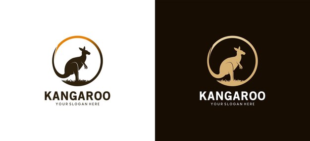 Vector natuur wilde kangoeroe dier logo ontwerp sjabloon vector illustratie