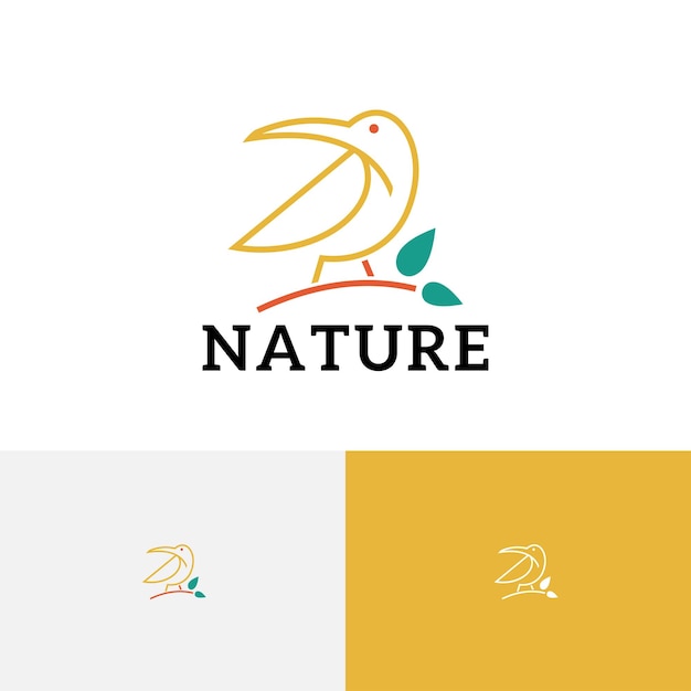 Natuur Wildlife Dierentuin Vogel Eenvoudige lijnstijl Logo