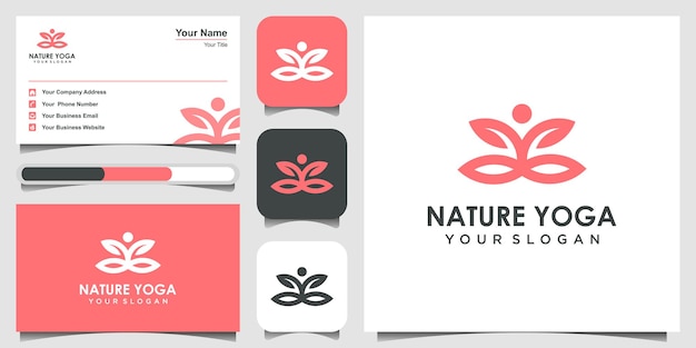 Natuur yoga Logo ontwerp inspiratie met lijn kunststijl