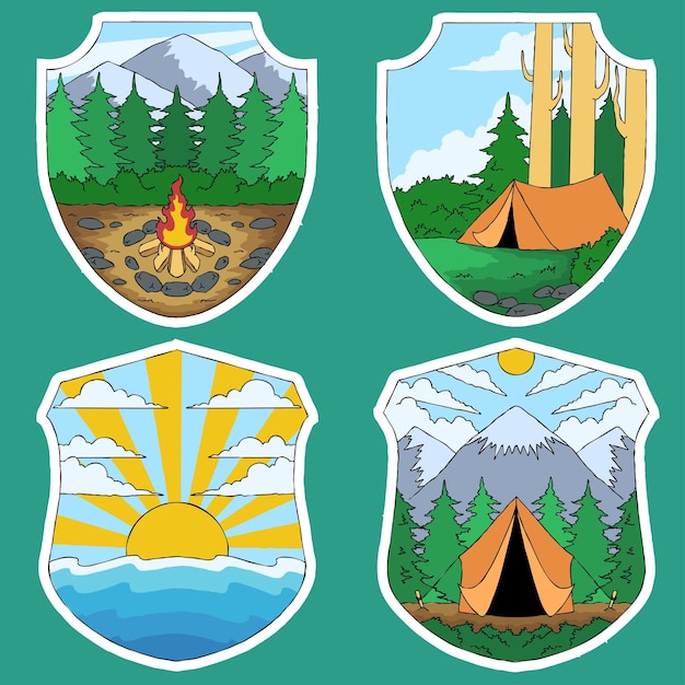 Vector natuurbadge set