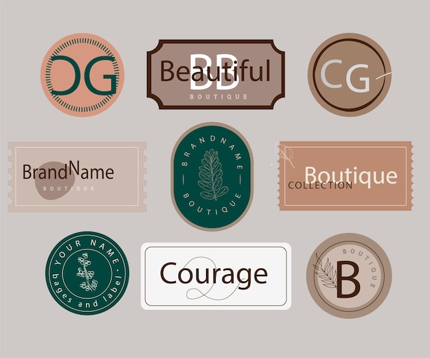 Vector natuurbadges set template biologische café collectie set